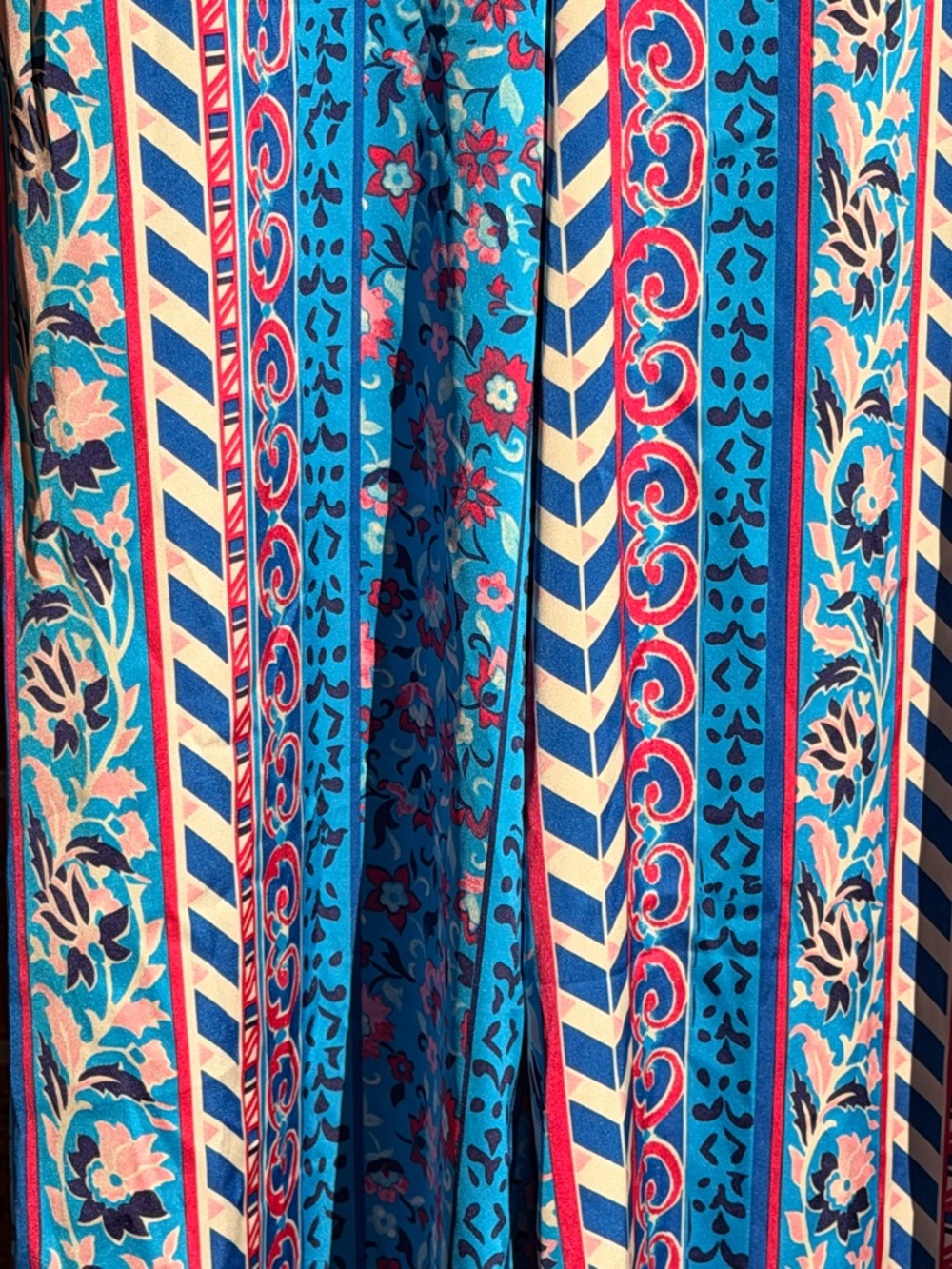 Maison D’ Amelie - Bright Blue Patterned Wide-Leg Palazzo Pants —#138 - Picture 10 of 10